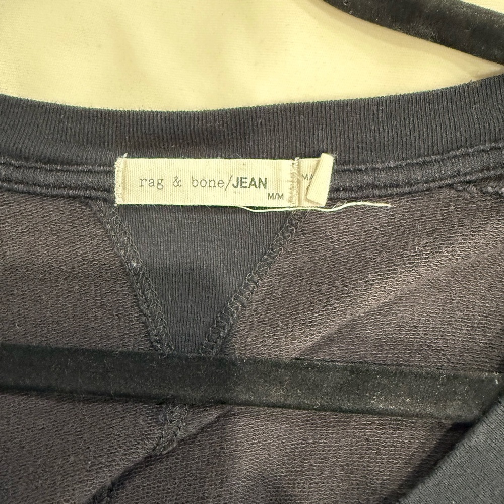 Rag & Bone Jean V-Neck Black Sweatshirt Medium - Picture 3 of 4